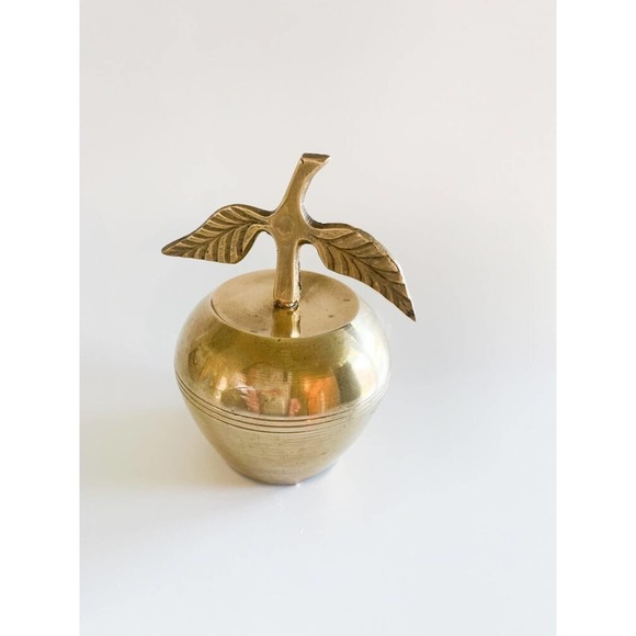 Teacher Gift - Vintage Brass Apple Bell - Teachers Desk Decor - Picture 1 of 4